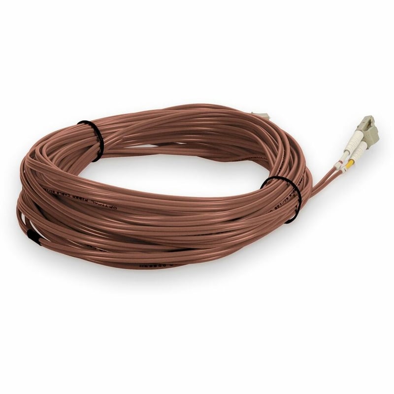AddOn 15m LC to LC Brown OM4 Duplex OFNR (Riser-Rated) TAA Fiber Patch Cable - Thumbnail 5