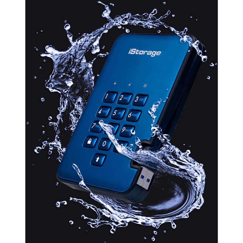 iStorage diskAshur2 HDD 2 TB | Secure Portable Hard Drive | Blue | Incorporated Common Criteria EAL 5+ | PIN protected | AES-XTS 256-bit Full Disk Hardware Encryption | Dust/Water Resistant | TAA Compliant