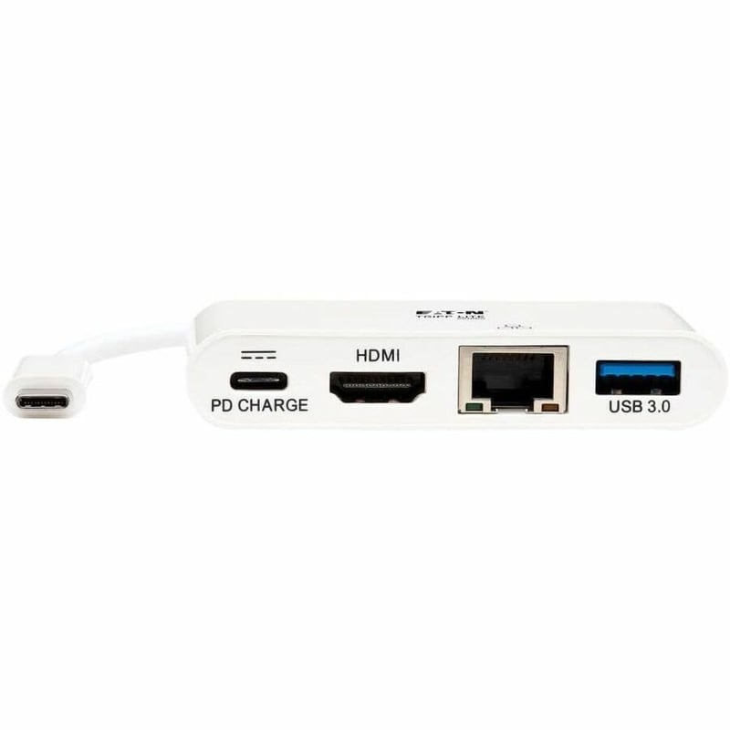 Tripp Lite by Eaton USB-C Multiport Adapter - 4K HDMI USB 3.x (5Gbps) Hub Port GbE 60W PD Charging HDCP White - Thumbnail 3