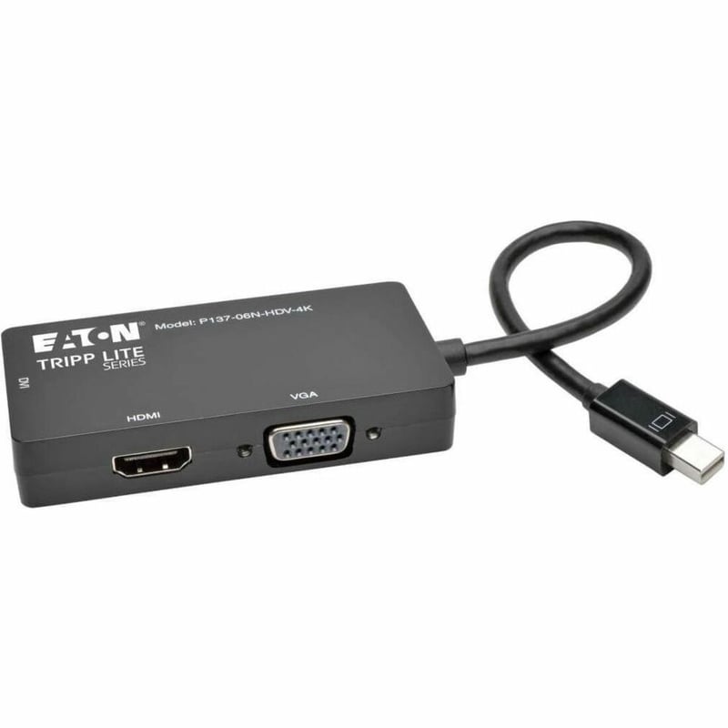 Tripp Lite by Eaton Keyspan Mini DisplayPort to VGA/DVI/HDMI All-in-One Video Converter Adapter 4K 30Hz HDMI DP1.2 Black 6-in. (15.24 cm) - Thumbnail 1