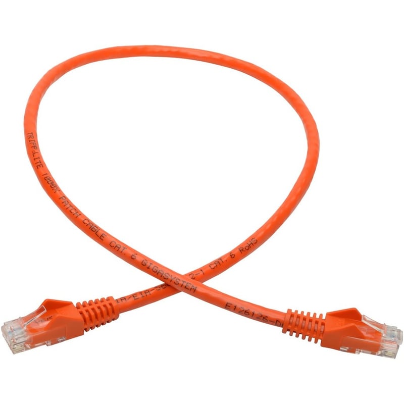 Eaton Tripp Lite Series Cat6 Gigabit Snagless Molded (UTP) Ethernet Cable (RJ45 M/M), PoE, Orange, 2 ft. (0.61 m) - Thumbnail 5