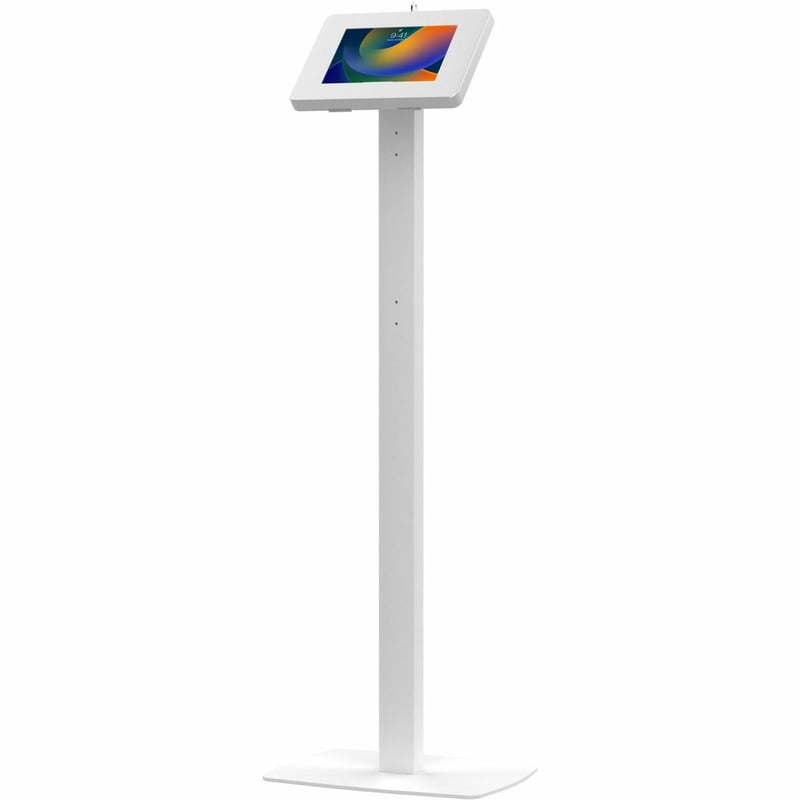 CTA Digital Premium Thin Profile Floor stand w/ Small Universal Security Enclosure (White) - Thumbnail 1