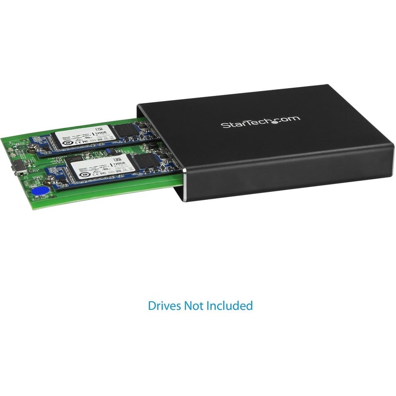 StarTech.com Dual M.2 Enclosure - RAID - M.2 SATA SSD Enclosure - USB 3.1 (10 Gbps) - USB-C & USB-A External Enclosure - Aluminum - Thumbnail 2