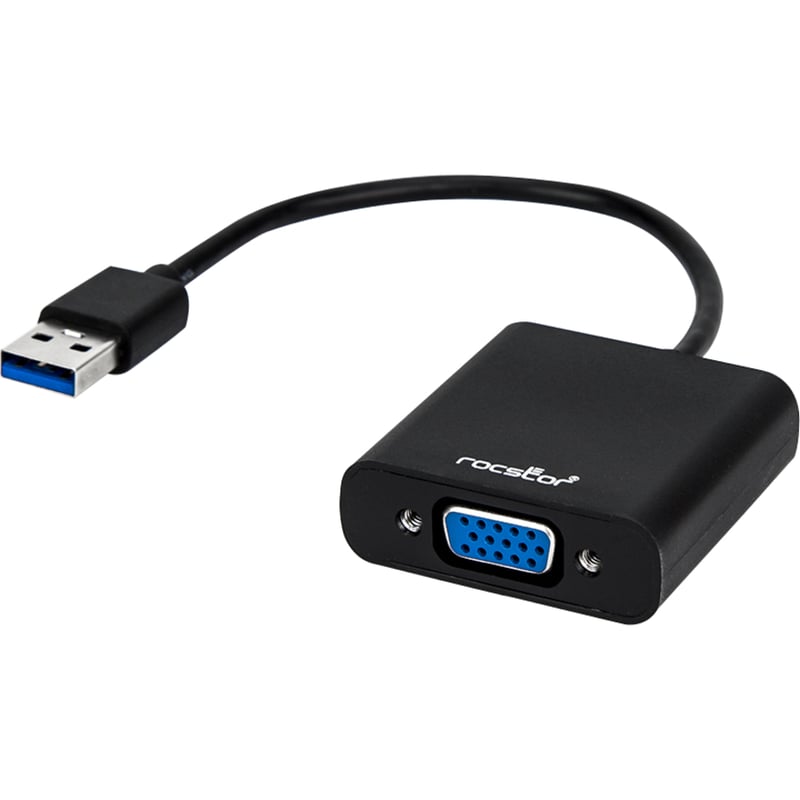 Rocstor Premium USB to VGA Adapter - USB 3.0 to VGA External USB Video Graphics Adapter for PC - Resolutions up to 1920x1200 1080p- 1x USB 3.0 Type A Male, 1 x VGA Female - 6" - Black - Compatible with PC USB GRAPHICS CARD - Thumbnail 5