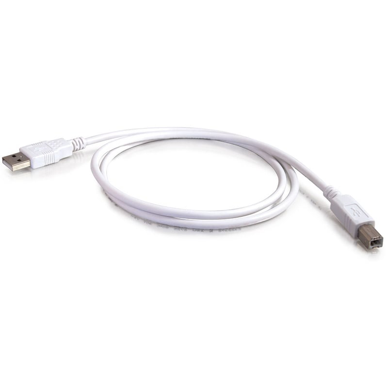 C2G 6.6ft USB to USB B Cable - USB A to USB B - USB 2.0 - White - M/M - Thumbnail 2