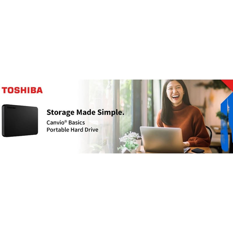 Toshiba Canvio Basics 2 TB Portable Hard Drive - External - Black - Thumbnail 2