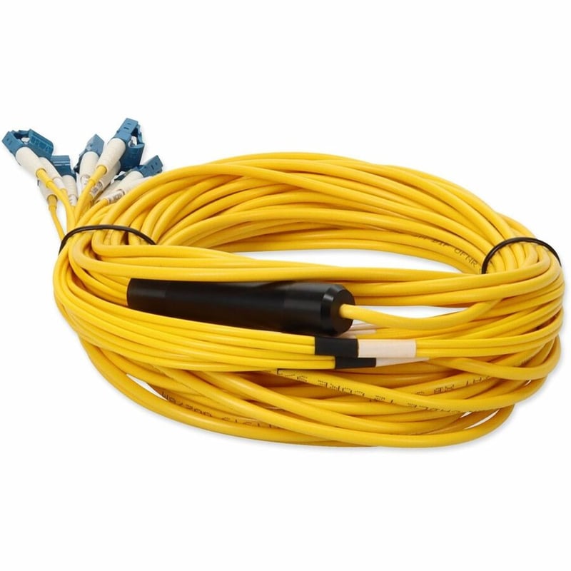 AddOn 5m MPO (Female) to 6xLC (Male) 12-Strand Yellow OS2 Duplex OFNR (Riser-Rated) Fiber Fanout Cable - Thumbnail 4