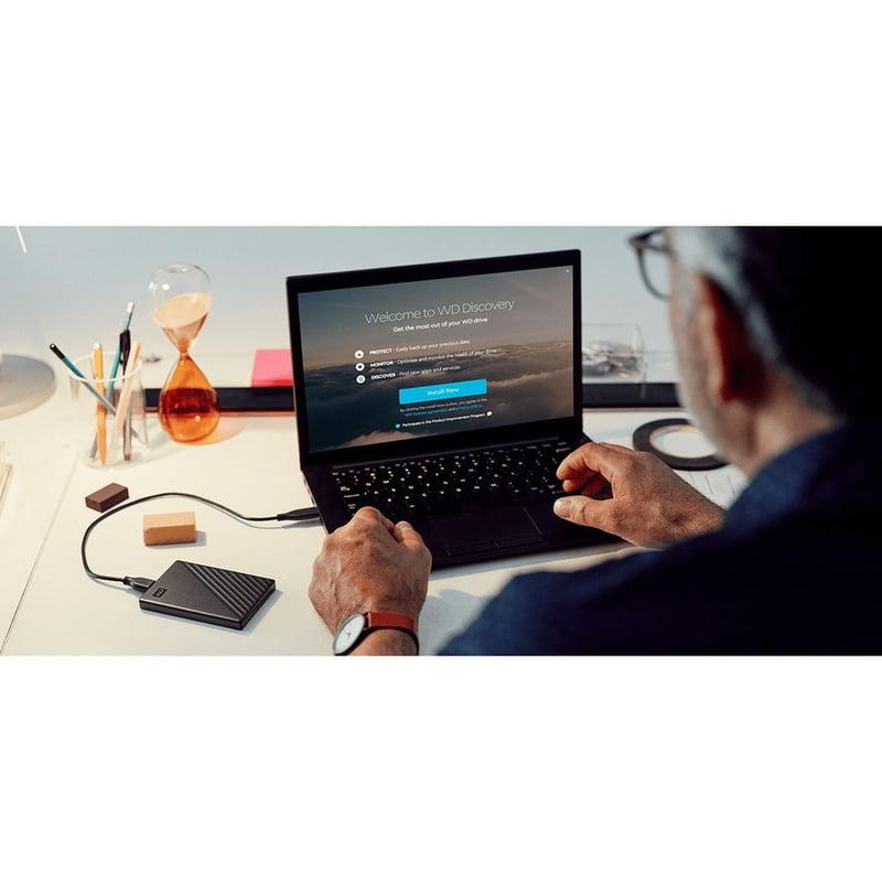 WD My Passport WDBPKJ0040BBK-WESN 4 TB Portable Hard Drive - External - Black - Thumbnail 5