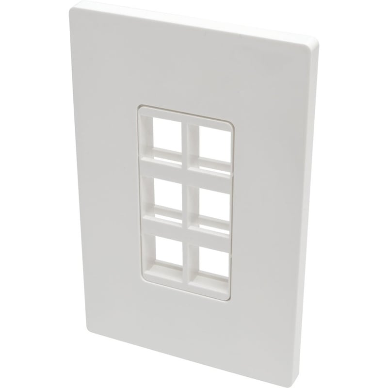 Eaton Tripp Lite Series 6-Port Keystone Single-Gang Faceplate, White, TAA - Thumbnail 1