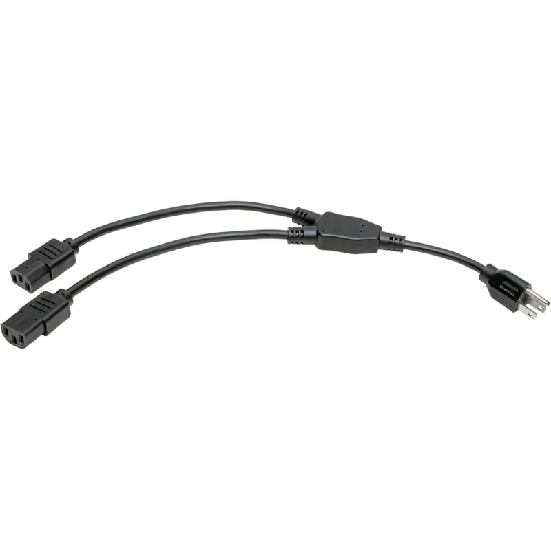 Eaton Tripp Lite Series Power Cord Splitter, C14 to 2xC13 PDU Style - 10A, 250V, 18 AWG, 18-in. (45.72 cm), Black - Thumbnail 2