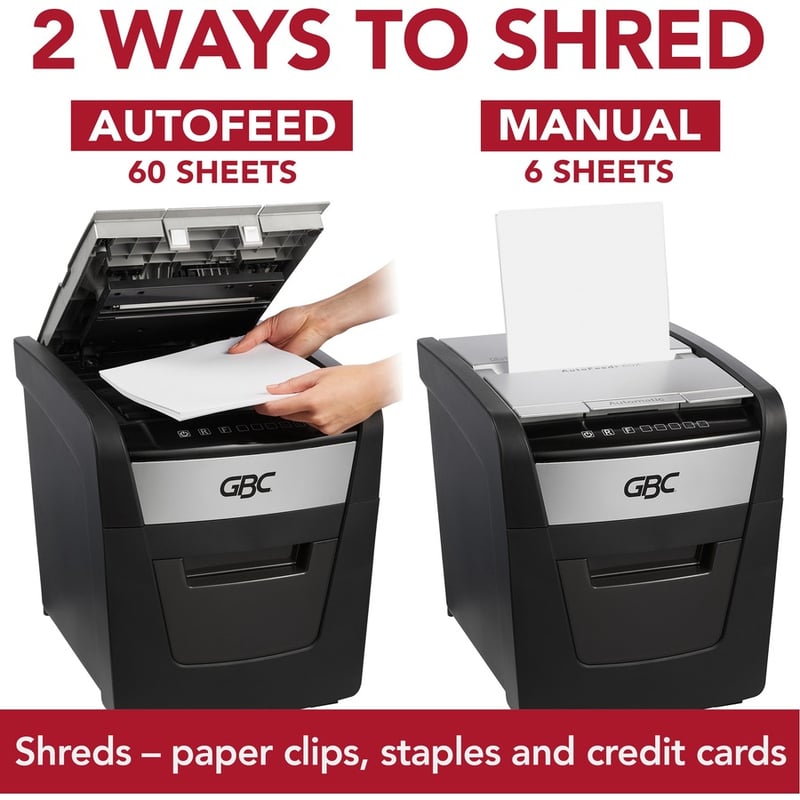GBC AutoFeed+ Home Shredder, 60X, Super Cross-Cut, 60 Sheets - Thumbnail 4