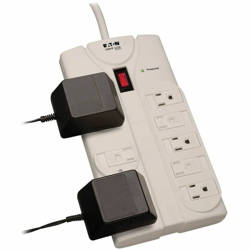 Tripp Lite by Eaton Protect It! 8-Outlet Surge Protector 25 ft. Cord with Right-Angle Plug 1440 Joules Diagnostic LEDs Light Gray Housing - Thumbnail 4