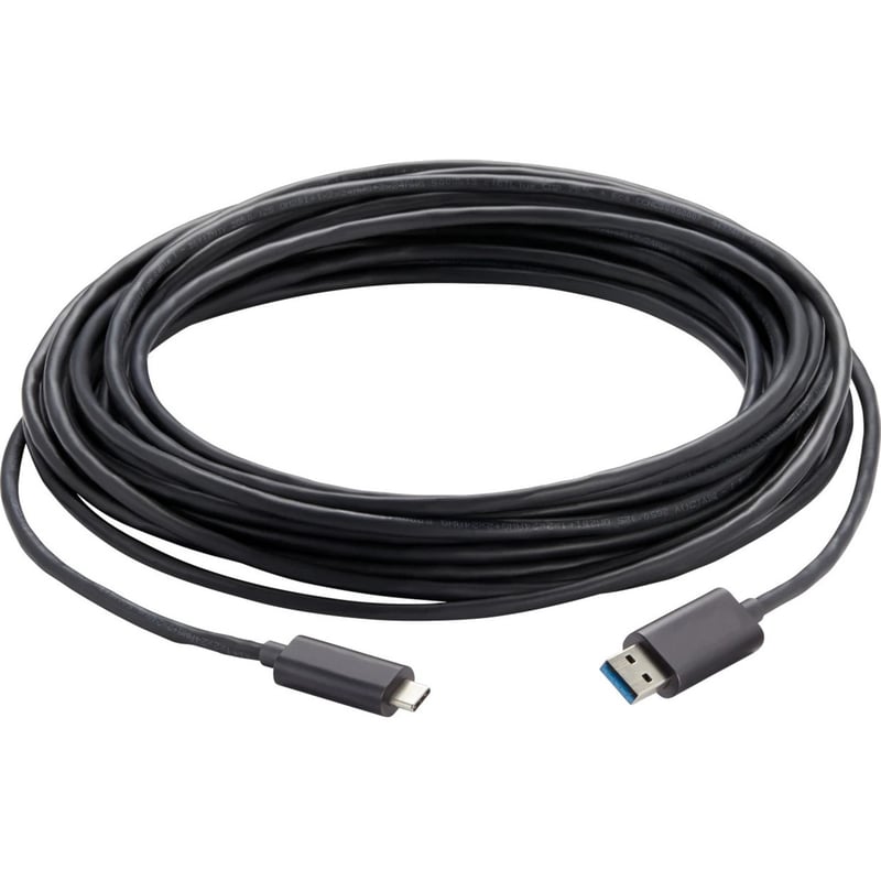 Vaddio 49 ft USB 3.2 Active Optical Cable - Type C to Type A - Black - Thumbnail 1