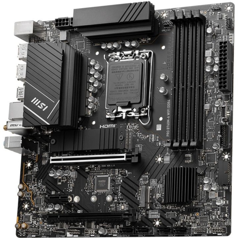 MSI Pro B760M-A WIFI DDR4 Gaming Desktop Motherboard - Intel B760 Chipset - Socket LGA-1700 - Micro ATX - Thumbnail 3