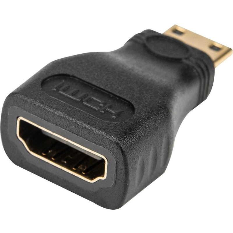 Rocstor Premium HDMI to HDMI Mini Adapter - F/M - 1 Pack - 1 x HDMI Female Digital Audio/Video - 1 x Mini Type C HDMI Male Digital Audio/Video - Gold Connector - Black - Adapter - Thumbnail 1