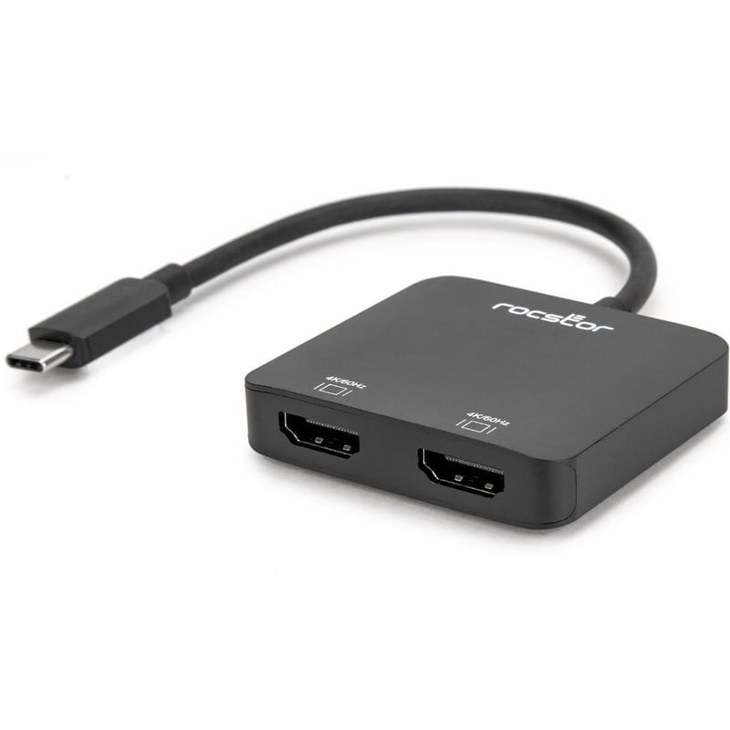 Rocstor Premium USB-C to Dual HDMI Multi Monitor Adapter - HDMI 4K 60Hz - USB Type- C 2-Port Multi Monitor MST Hub Adapter- for PC/Windows - 4Kx2K Resolutions up to 3840x2160 @ 60Hz - For Notebook/Desktop PC - USB-C to - Thumbnail 4