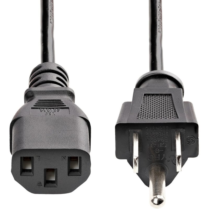 StarTech.com 3ft (1m) Heavy Duty Power Cord, NEMA 5-15P to C13, 15A 125V, 14AWG, Replacement AC Computer Power Cord, PC Power Supply Cable - Thumbnail 3