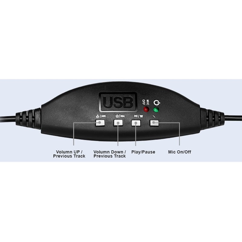 Adesso USB Stereo Headset with Adjustable Microphone- Noise Cancelling- Mono - USB - Wired - Over-the-head - 6 ft Cable -, Omni-directional Microphone - Black - Thumbnail 5