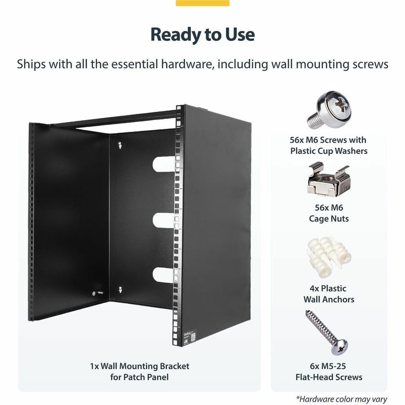 StarTech.com 14U Wall Mount Rack, 14in Deep, 19 inch Wall Mount Network Rack, Wall Mounting Patch Panel Bracket for Switch/IT Equipment - Thumbnail 5