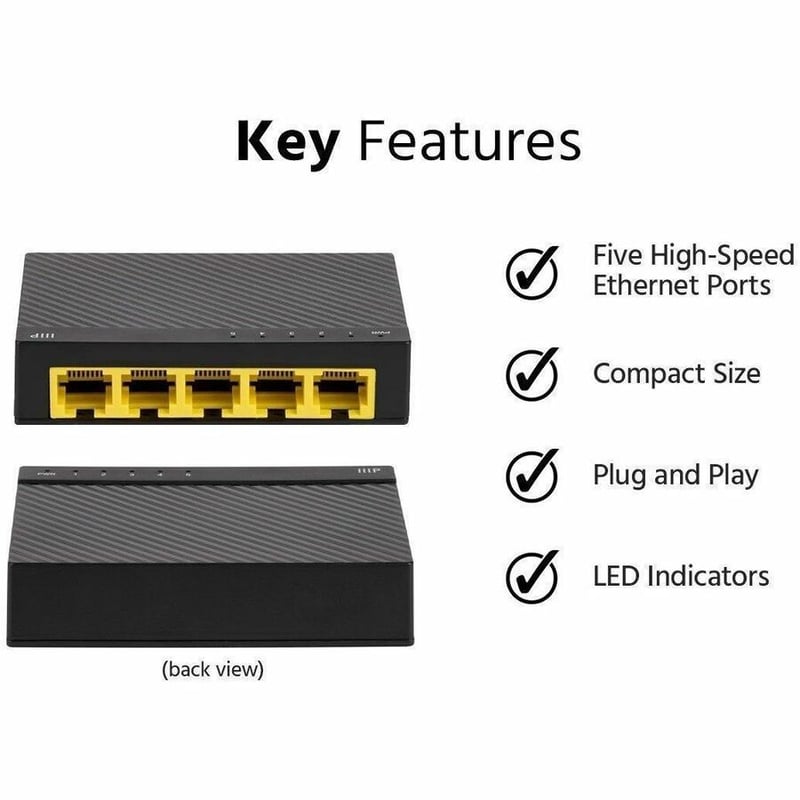 FIVE 10/100/1000MBPS RJ45 GIGABIT ETHERNET PORTS; PLUG AND PLAY; SUPPORTS AUTO N - Thumbnail 3