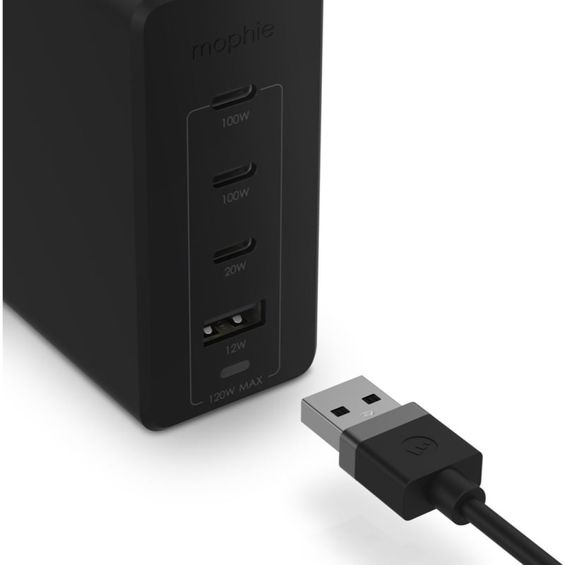 mophie speedport 120 120W 4-port GaN fast charger for Laptops, Smartphones, Tablets, USB-C and USB-A devices