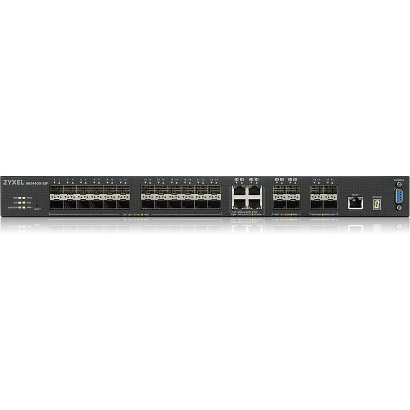 ZYXEL XGS4600-32F-DCD 24-port Gigabit SFP L3 Managed Aggregation Switch with 4 SFP+ 10G Uplinks and 4 10G Combo (SFP+/RJ-45) Ports (Dual DC Power Version) - Thumbnail 1