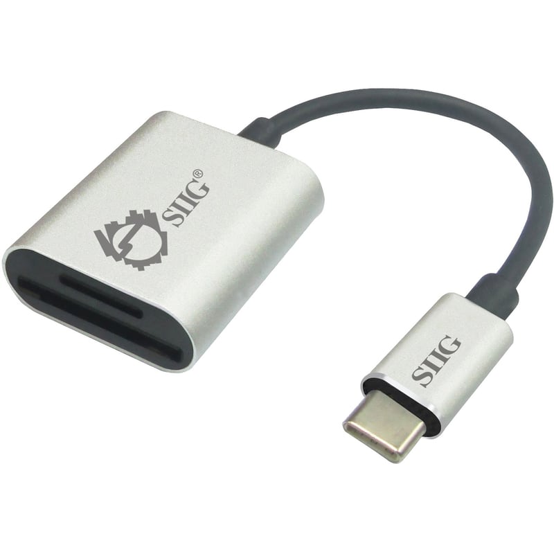 SIIG USB-C 2-in-1 Card Reader for SD & Micro SD - Silver - Thumbnail 1