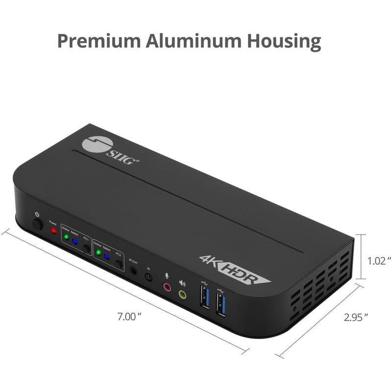 SIIG 2x1 HDMI 4K HDR KVM USB 3.0 Switch with Remote Control - Thumbnail 3