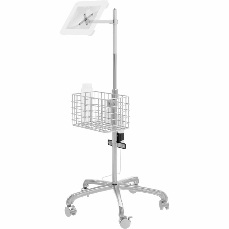 CTA Digital Medical Rolling Cart with VESA Articulating Arm, Basket, and Power Strip Holder - Thumbnail 2