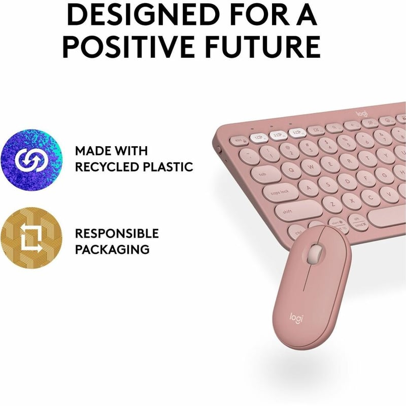 Logitech Pebble 2 Combo Wireless Keyboard and Mouse - Thumbnail 3