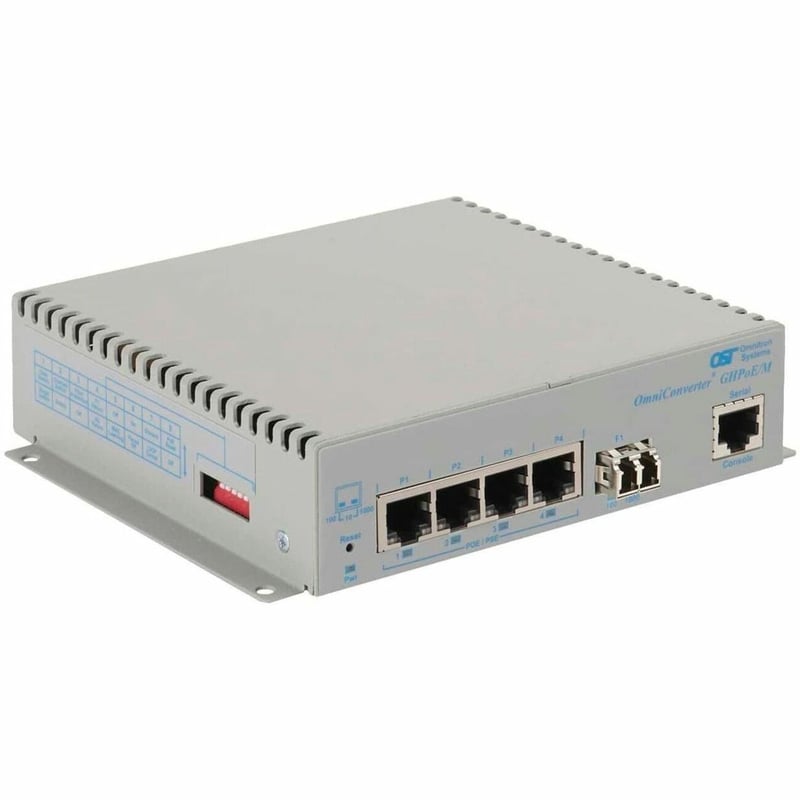 10/100/1000 4XRJ-45 POE SWITCH 60W 1G LC SM 1310 12KM -40-75C DC