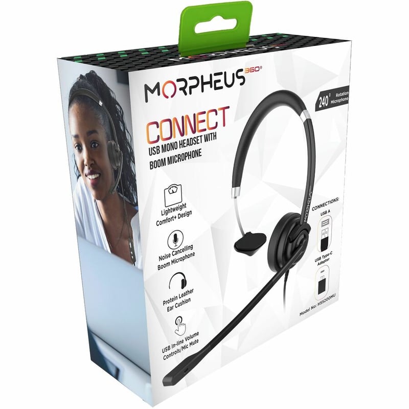 MORPHEUS 360 CONNECT USB MONO HEADSET WITH MICROPHONE-NOISE CANCELLING BOOM MICR - Thumbnail 4