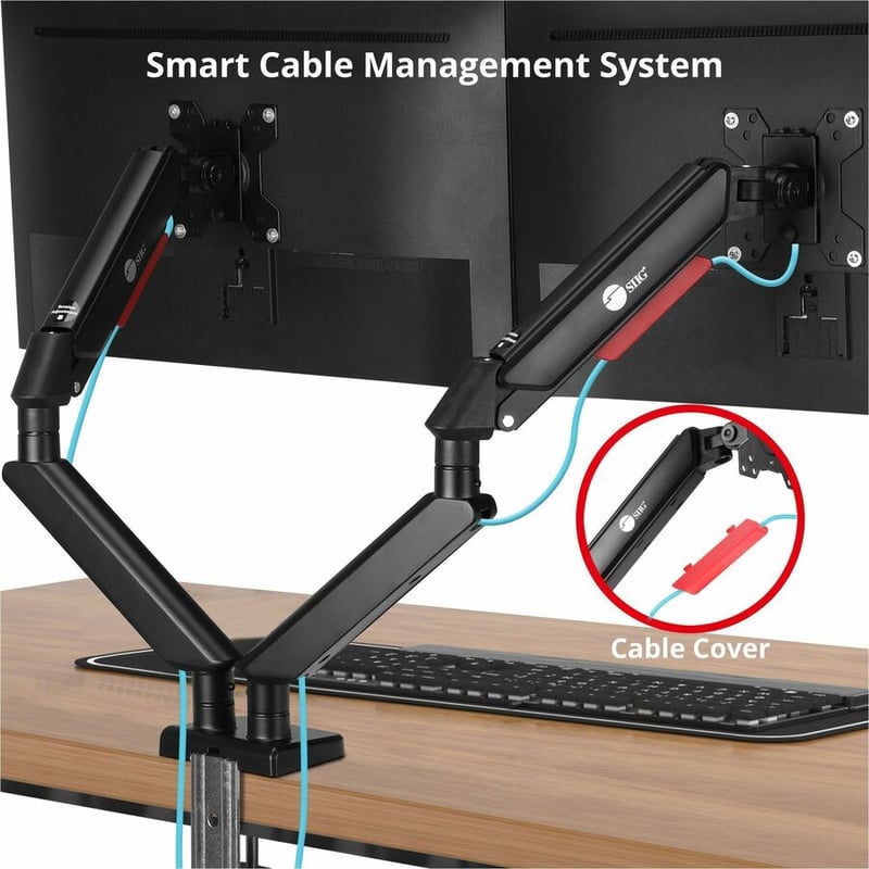 DUAL MONITOR GAS SPRING ARM DESK MOUNT - 13IN TO 32IN - Thumbnail 2