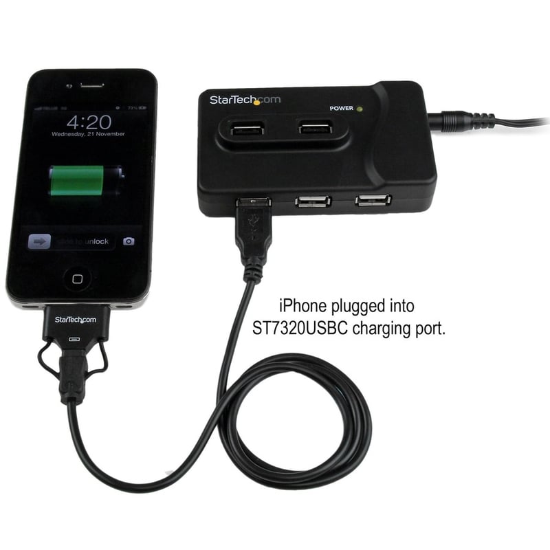 StarTech.com 6 Port USB 3.0 / USB 2.0 Combo Hub with 2A Charging Port " 2x USB 3.0 & 4x USB 2.0 - Thumbnail 5