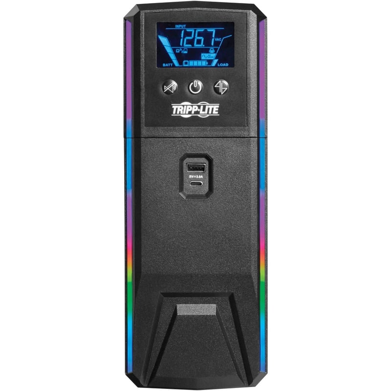 Tripp Lite by Eaton UPS 1500VA 900W 120V Pure Sine Wave Gaming UPS Battery Backup - LCD, AVR, RGB LEDs, USB Charging, Power Saving - Thumbnail 4