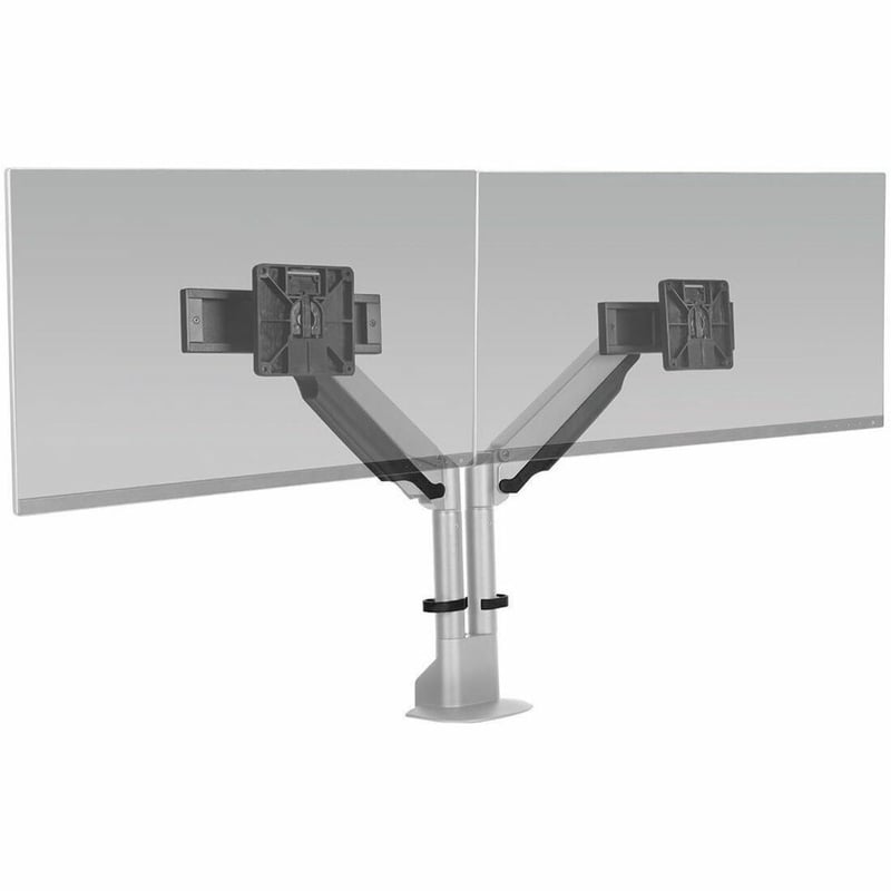 E2 DUAL MONITOR ARM, SILVER, HOLDS 2.2-20 LBS PER MONITOR, UP TO 27IN SCREEN - Thumbnail 1