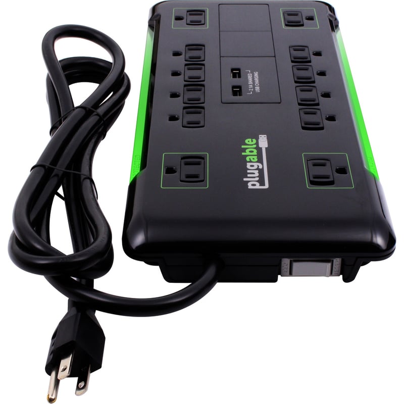 Plugable Surge Protector Power Strip with USB and 12 AC Outlets - Thumbnail 2