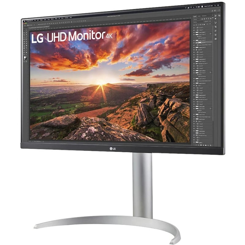 LG 27BP85UN-W 27" Class 4K UHD Gaming LCD Monitor - 16:9 - Silver, Black, White - Thumbnail 1