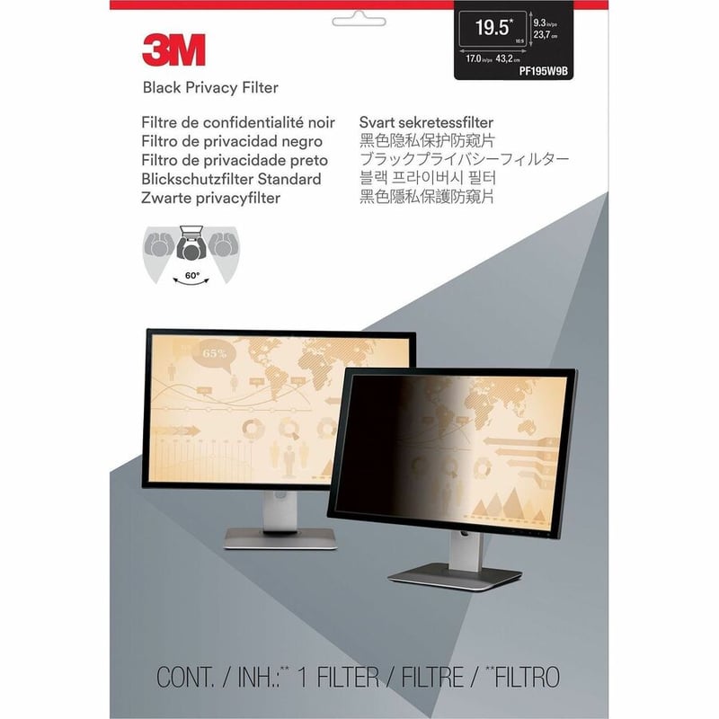 3M Privacy Filter for 19.5in Monitor, 16:9, PF195W9B - Thumbnail 2