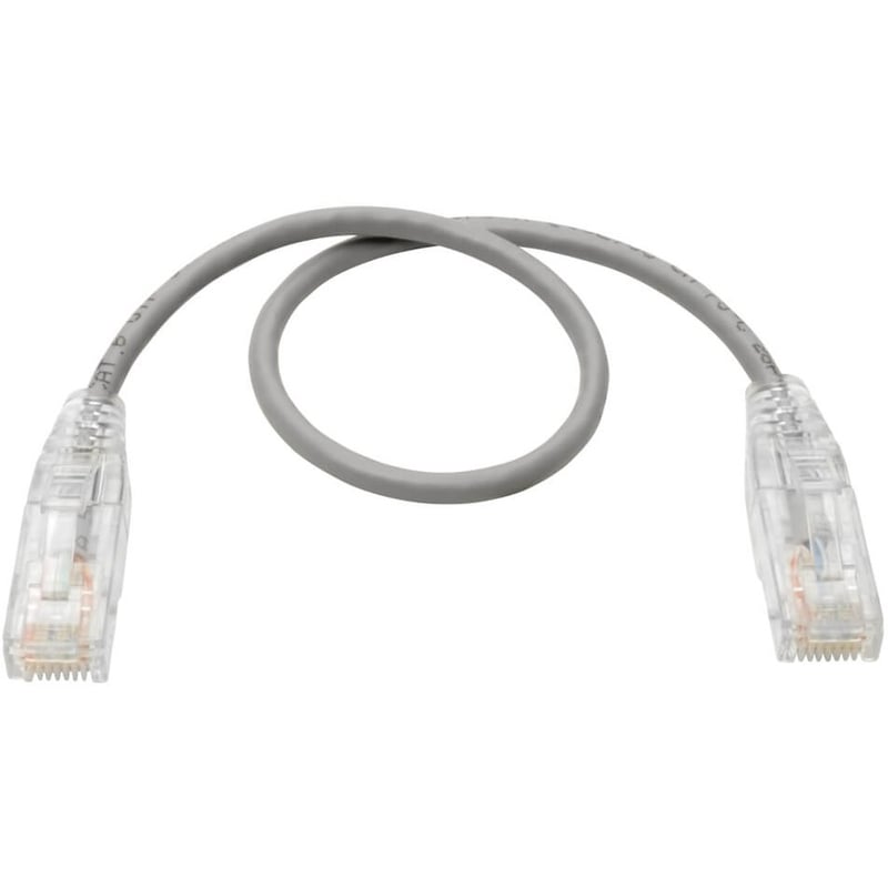 Eaton Tripp Lite Series Cat6 Gigabit Snagless Slim UTP Ethernet Cable (RJ45 M/M), PoE, Gray, 1 ft. (0.31 m) - Thumbnail 2