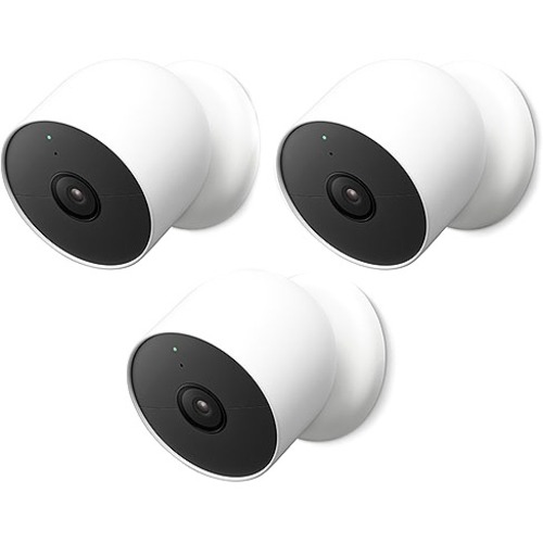 CERTIFIED RENEWED GOOGLE NEST INDOOR OUTDOOR CAMERA 3-PACK (BATTERY) WHITE 90 DA