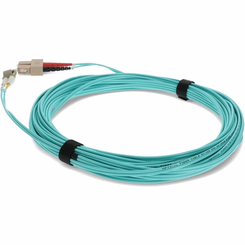 AddOn 0.3m SC to LC Aqua OM4 Duplex OFNR (Riser-Rated) Fiber Patch Cable - Thumbnail 3