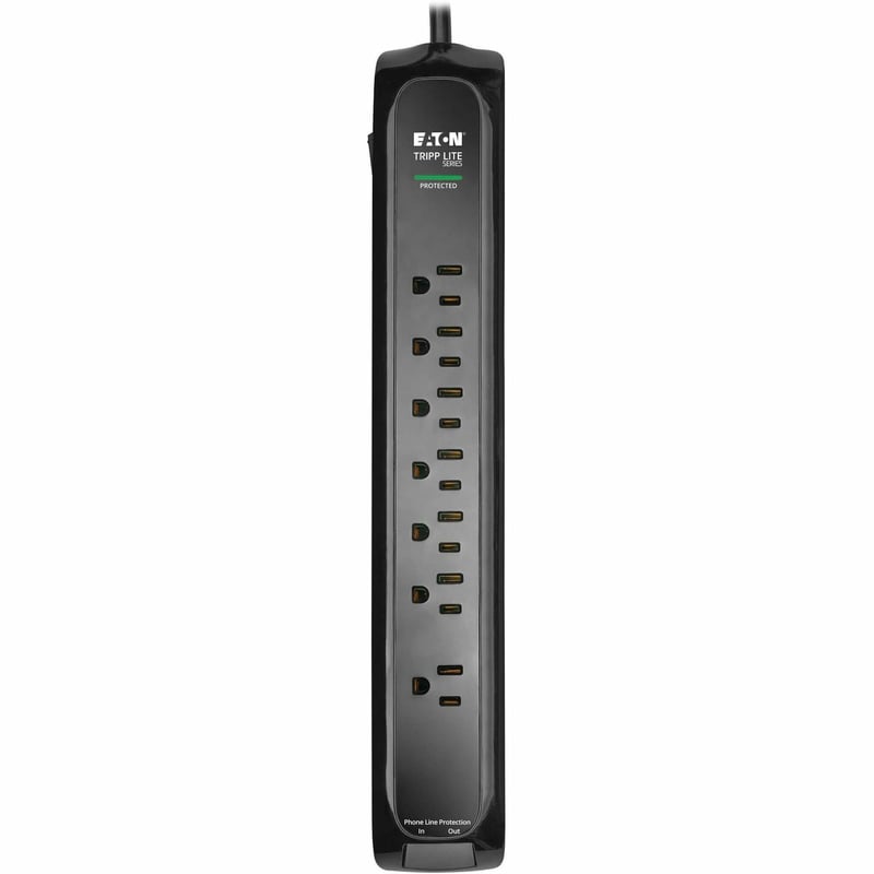 7-OUTLET SURGE PROTECTOR 5-15R 900 J TEL/MODEM 10FT CORD BLACK - Thumbnail 1