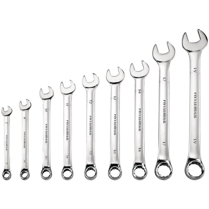 Pittsburgh Fully Polished Metric Combination Wrench Set, 9 Piece - Thumbnail 2