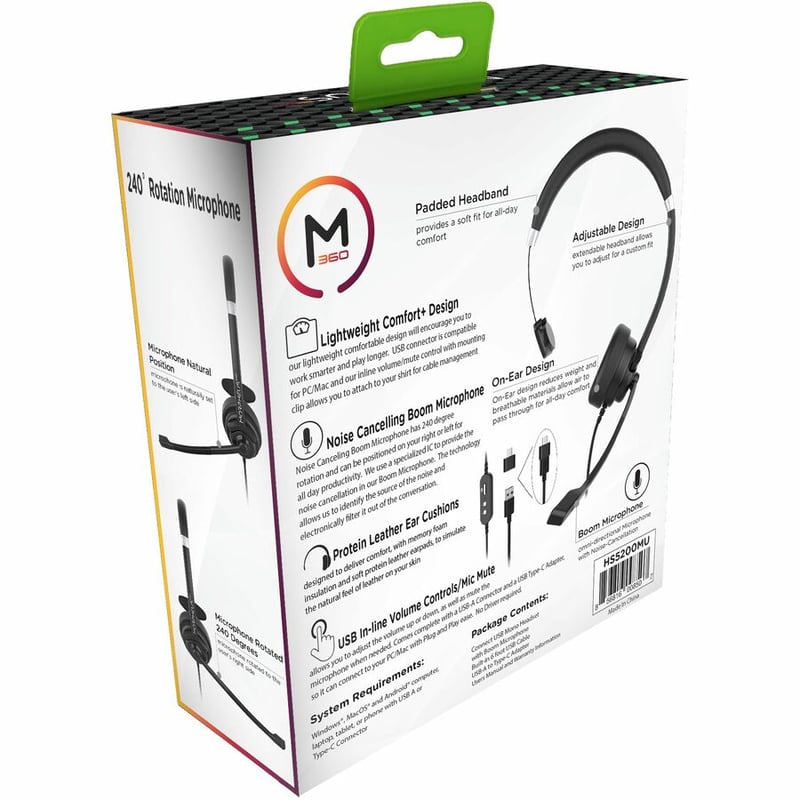 MORPHEUS 360 CONNECT USB MONO HEADSET WITH MICROPHONE-NOISE CANCELLING BOOM MICR - Thumbnail 3