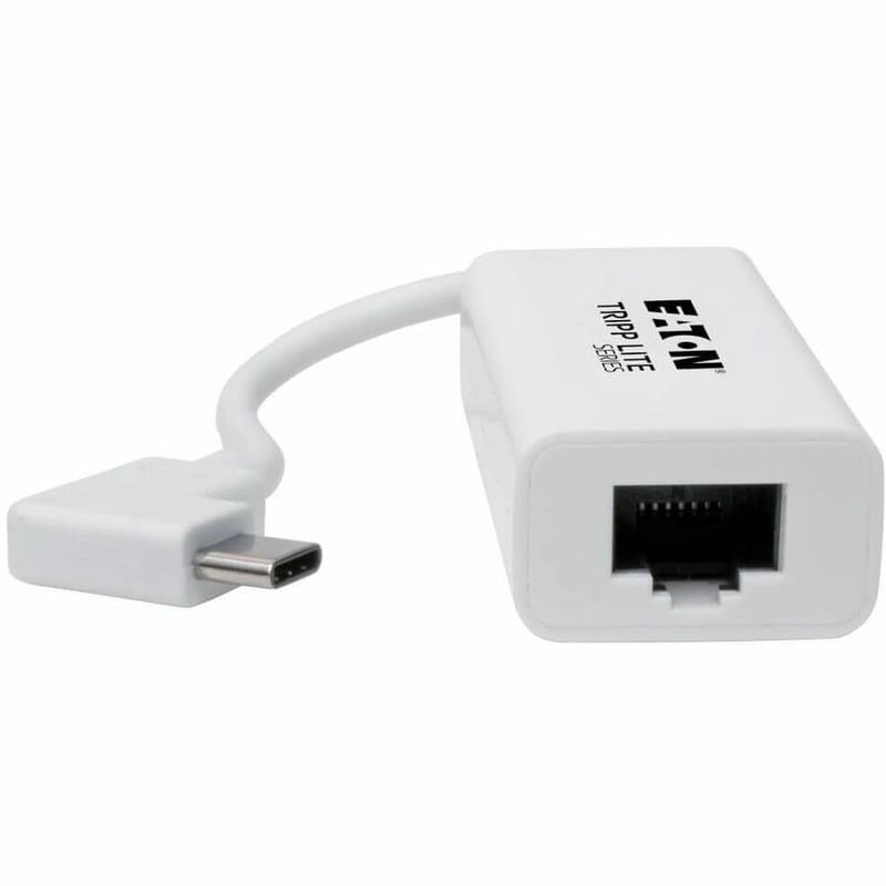 Eaton Tripp Lite Series USB-C to Gigabit Network Adapter with Right Angle USB-C, Thunderbolt 3 Compatibility - White