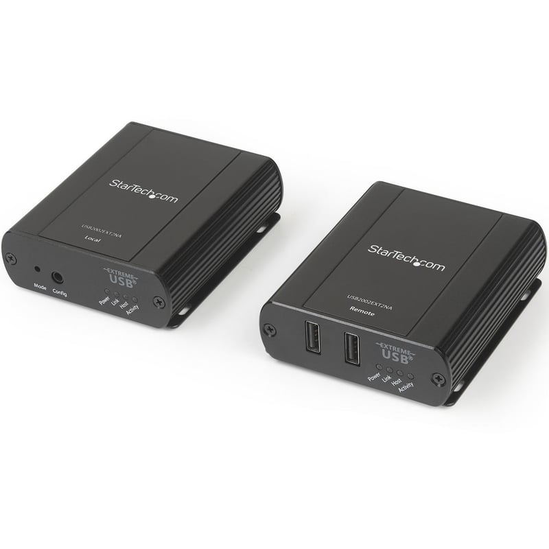 StarTech.com 2 Port USB 2.0 Extender Hub over Cat5e or Cat6 RJ45 Cable - 330ft/100m Metal USB 2.0 Extender Kit - ESD, Powered, 480mbps - Thumbnail 1