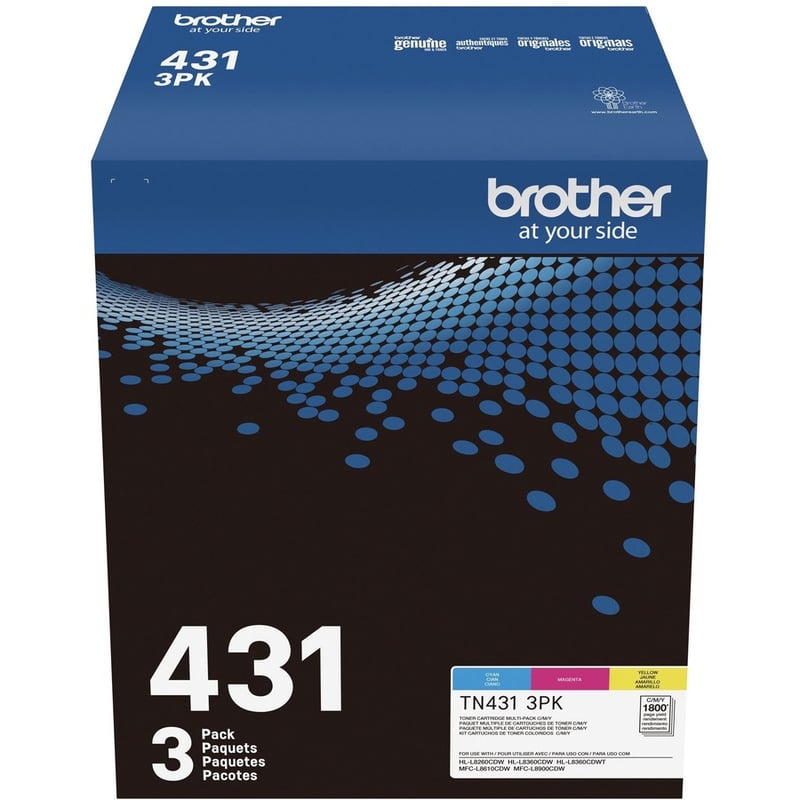 Brother TN-431 Original Standard Yield Laser Toner Cartridge - Multi-pack - Cyan, Magenta, Yellow - 3 / Box