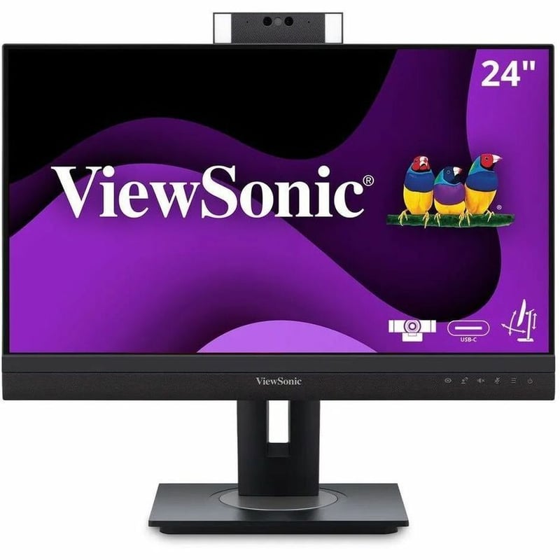 ViewSonic VG2457V 24 Inch 1080p Video Conference Docking Monitor with Windows Hello Compatible IR Webcam, Advanced Ergonomics, and 90W USB C for Home and Office - Thumbnail 1