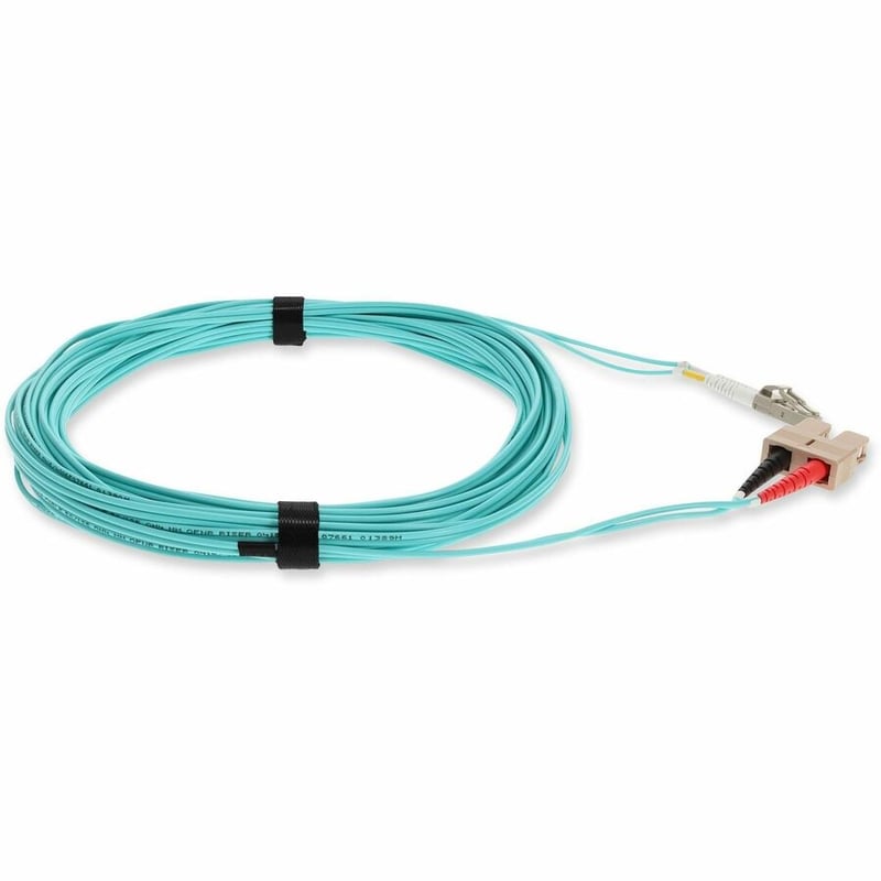 AddOn 0.5m SC to LC Aqua OM4 Duplex OFNR (Riser-Rated) TAA Fiber Patch Cable